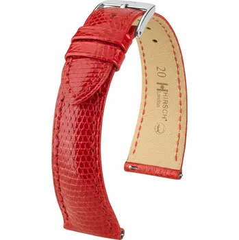 Řemínek na hodinky Kožený řemínek Hirsch London 04266120-2, červený, ještěrčí kůže, Quick Release - 16 mm