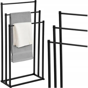 Věšák ČERNÝ STOJAN NA RUČNÍKY VĚŠÁK VOLNĚ STOJÍCÍ PODLAHOVÝ KOUPELNOVÝ KOVOVÝ LOFT