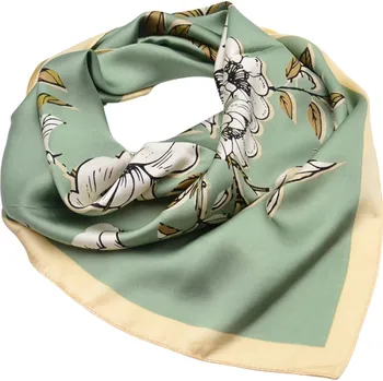 Šátek Šátek - zelený s květinovým potiskem