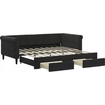 Pohovka Černá rozkládací pohovka s funkcí spaní 219 x 100 x 68 cm
