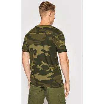 Pánské tričko Alpha Industries T-Shirt Basic T Small Logo Camo 188505C Zelená Regular Fit S