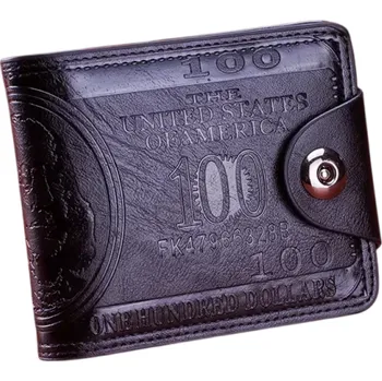 Peněženka Pánská skládací peněženka 9,8 x 1,5 x 11,5 cm Motiv 100 dolarů Kapsa na bankovky a karty Peněženka ze syntetické kůže černá
