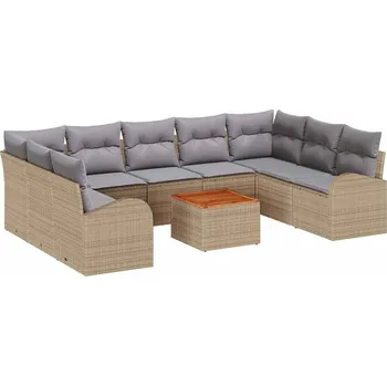 Sada zahradních pohovek s polštářem 10 pcs Béžová polyratan Béžová3347623