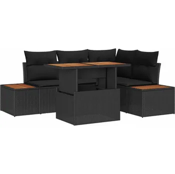 Zahradní lehátko Zahradní jídelní souprava s polštářem 5 pcs Černá a hnědá Černá3350065