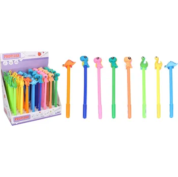 Kancelář Pero s dinosauří ozdobou, modrá náplň