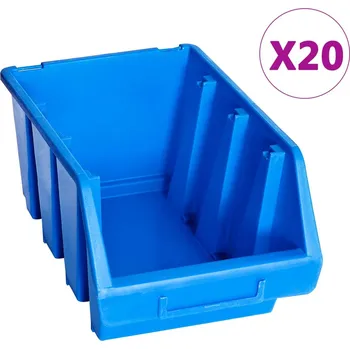 Stohovatelné úložné zásobníky 20 ks modré plast Modrá 146285