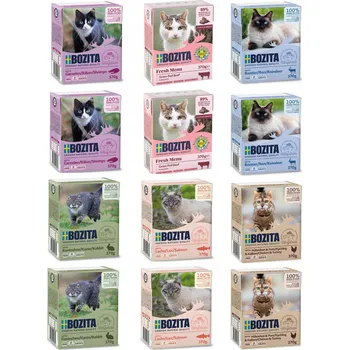 Krmivo pro kočku BOZITA krmivo pro kočky MIX CHUTÍ SET 12 ks x 370g MOKRÝ ŽELÉ + OMÁČKA