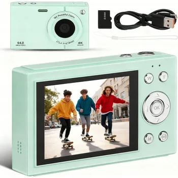 Digitální fotoaparát 64MP 4K digitální fotoaparát s automatickým ostřením, 18x zoom, 2.8" IPS displej + 64GB karta