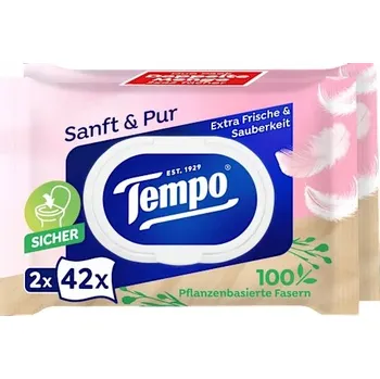 Toaletní papír Vlhčený papír bez vůně Tempo 84 ks 2x42 ks