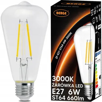 Žárovka Żarówka LED E27 ST64 Filament Ozdobna 8W 880lm Teplá Barva 3000K pro lampu