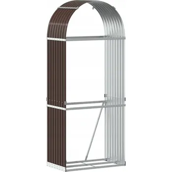 Stojan na palivové dřevo s háčky, ocel, 80x45x190 cm, hnědý