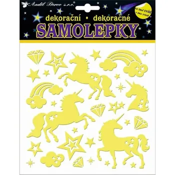 Samolepící dekorace Dětské nálepky na zeď Jednorožci svítící ve tmě 18x18 cm