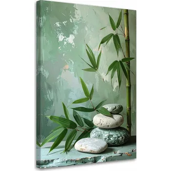 Obraz Moderní obraz do obýváku, Zen kameny spa bambusové listy 20x30