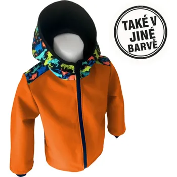 Chlapecká bunda Dětská softshellová bunda s fleecem, Dino, 4 barevné varianty (Dětská softshellová bunda s kapucí – větruodolná a voděodolná bunda pro kluky i holky)