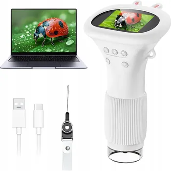 LED DIGITÁLNÍ MIKROSKOP PRO DĚTI 1000X PŘENOSNÝ BÍLÝ