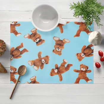 prostírání Dětské bavlněné prostírání na stůl Sandra SA-724 Plyšoví medvídci na modrém 30x40 cm