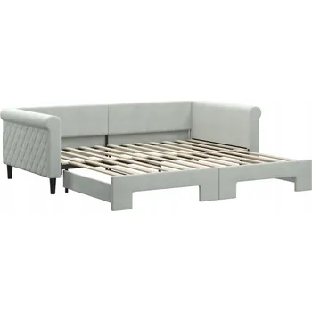 Pohovka Světle šedá rozkládací lenoška 2 v 1, 229 x 110 x 68 cm