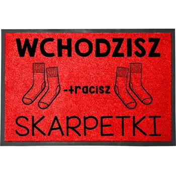 Rohožka Vstupní rohožka ČERVENÁ před dveře 40x60 VTIPNÁ | ZTRÁCÍŠ PONOŽKY