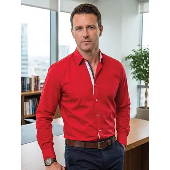 Pánská košile Luxusní pánská červená košile s puntíkem VS-PK-1734, VELIKOST XXS