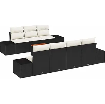 Sada zahradních pohovek 8 pcs Černá a krémová polyratan Černá3356584