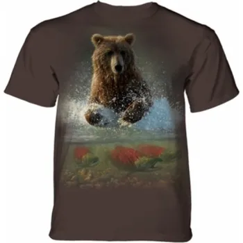 Pánské tričko Tričko unisex The Mountain Lucky Fishing Hole Bear (medvěd) - hnědé, S
