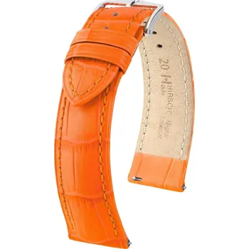 Řemínek na hodinky Kožený řemínek Hirsch Duke L 01028076-2, oranžový, teletina, délka L, Quick Release - 20 mm