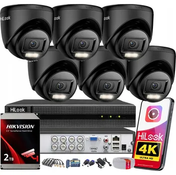 Bezpečnostní kamera Venkovní monitorovací sada 6 kamer 8MPx 4K HiLook Hikvision s kabelem a 2TB úložištěm