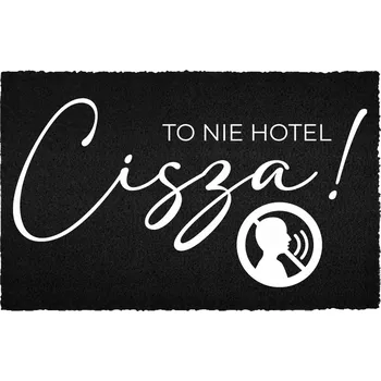 Rohožka KOKOSOVÁ VSTUPNÍ ROHOŽKA 40X60 ČERNÁ HIT NÁPIS TADY NENÍ HOTEL – KLID