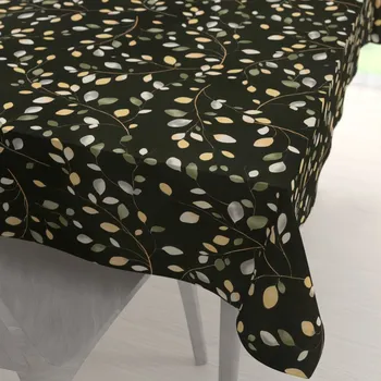 ubrus Bavlněný obdélníkový ubrus Sandra SA-722 Větvičky s lístky na tmavě zeleném 50x100 cm