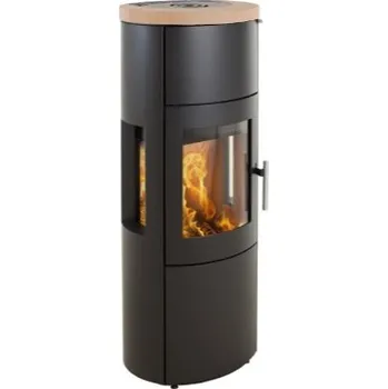 Krbová kamna HETA Scan-line 820S boční prosklení černý lak a horní deska pískovec tobacco