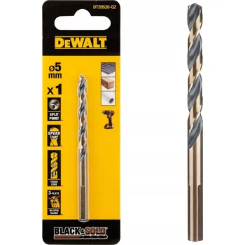 Vrták Vrták 5mm do kovu a dřeva, černá a zlatá HSS-G DeWalt DT20520-QZ