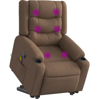 Křeslo Zvedací masážní polohovací křeslo hnědé textil Hnědá3310269
