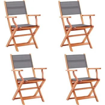 vidaXL Skládací zahradní židle 4 ks šedé masivní eukalyptus a textilen