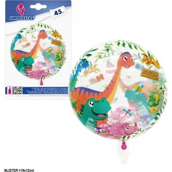 Balónek Průhledný balónek s dinosaury - 45 cm plný dobrodružství