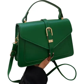 Kabelka Dámská minimalistická kabelka 23 x 6 x 22 cm Umělá kůže a nylon Čistý nadčasový design Praktická kabelka přes rameno zelená