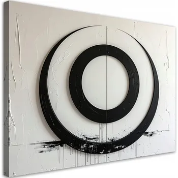 Obraz Obraz do obýváku, kanceláře, ložnice, Abstrakce Černo-Bílé Kruhy 30x20