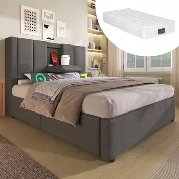 Postel Jednolůžková dřevěná postel Arhatreya 90x200 cm šedá