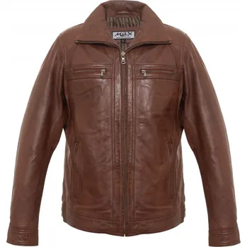 Pánská bunda MAX Pánská kožená bunda 8051 mocca