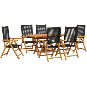 Zahradní jídelní souprava 7 pcs Černá Masivní akátové dřevo Černá3375731