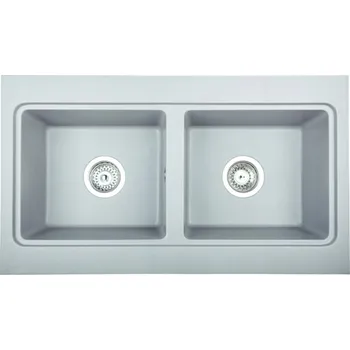 Granitový dřez Dvoukomorový granitový dřez Brenor Nubiru 20, šedý