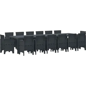 Zahradní jídelní souprava 15 pcs Antracit Ratan Polt Antracitová3378635