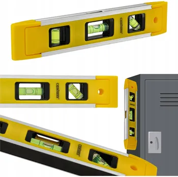 Vodováha Poziomica 230mm z Magnesem Vodováha Horizontální, Vertikální a 45 Stupňů 3 Libely Mini 23cm