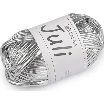 Příze Pletací příze Juli metalická 100 g - 1 (11) stříbrná