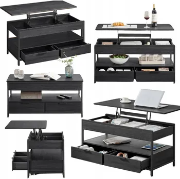 Konferenční stolek Konferenční stolek Songmics rozkládací obdélníkový antracitový z MDF desky