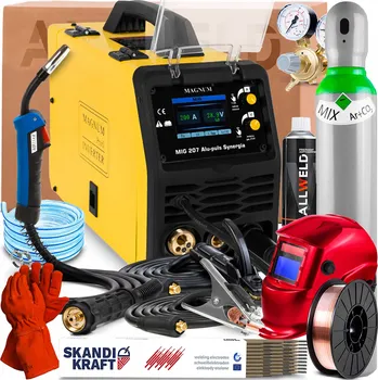 Svářečka SVAŘOVACÍ STROJ MAGNUM MIG 207 ALU PULS SYNERGIE 200A TIG LIFT MMA FLUX SADA