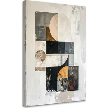 Obraz Obraz do obýváku, Geometrická abstrakce v bílošedočerné barvě, 30x45 cm