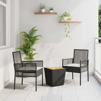 Zahradní bistro set 3 pcs Černá polyratan Černá 3334960