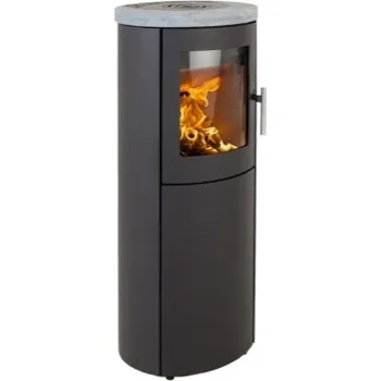 Krbová kamna HETA Scan-line 810 černý lak a horní deska pískovec tobacco