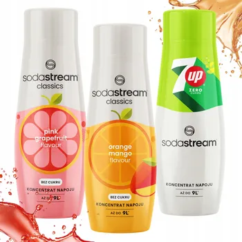 Sirup pro výrobník sody Sada sirupů SodaStream Pink Grapefruit, Orange Mango a 7Up free, 3x 440 ml