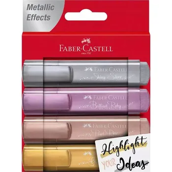 Zvýrazňovač METALICKÉ ZVÝRAZŇOVAČE FABER-CASTELL 1546 LESKLÉ, SADA 4 POUZDRO